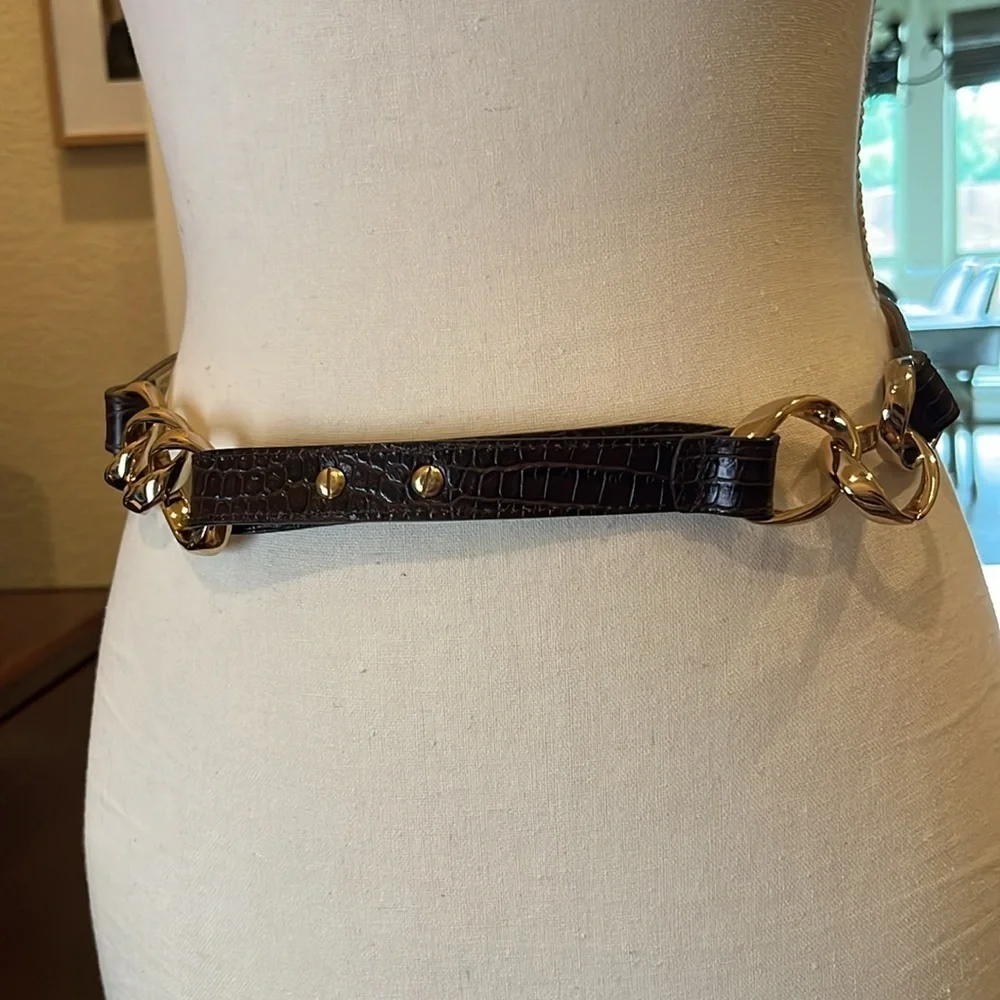 Talbots Black Croc Embossed Genuine Leather 1